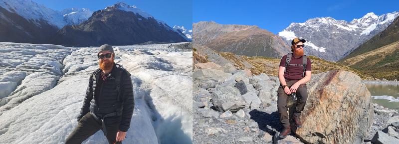 Image of myself hiking at Tasman Glacier in New Zeland.