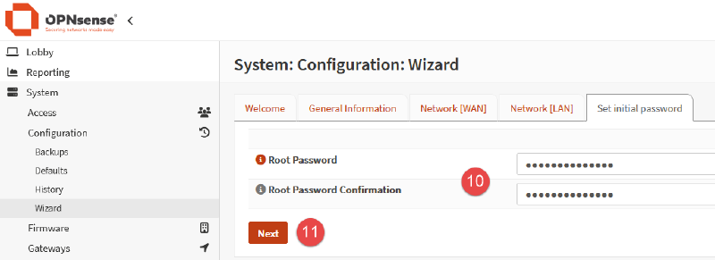 Image of OPNsense wizard configuration process.