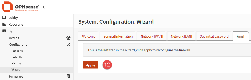 Image of OPNsense wizard configuration process.