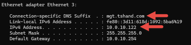 Result of IP reset.