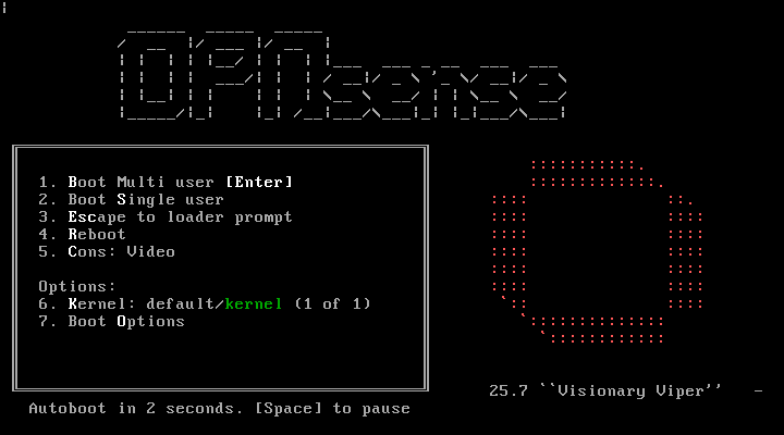 Image of OPNsense boot menu.