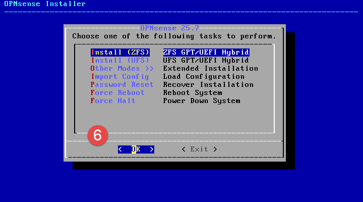 Image of OPNsense installation process.