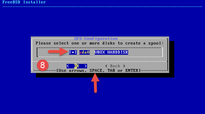 Image of OPNsense installation process.