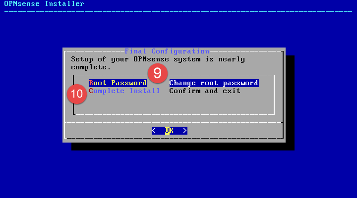 Image of OPNsense installation process.