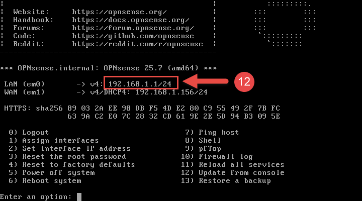 Image of OPNsense installation process.