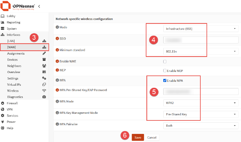 Image of OPNsense WAN setup for USB WiFi adapter.
