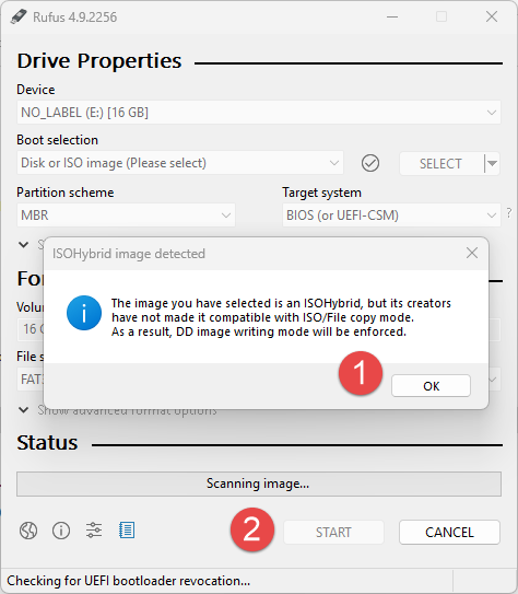 Image showing USB preparation for Proxmox installation media.