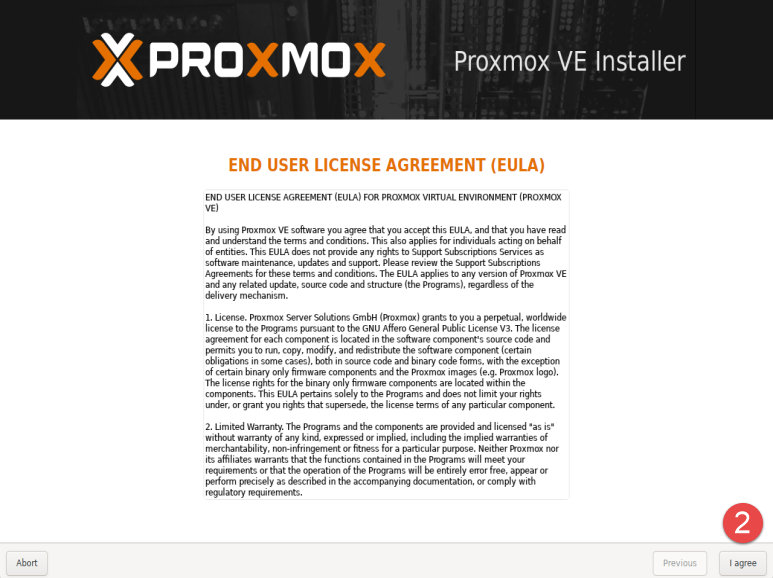 Image showing Proxmox installation steps.