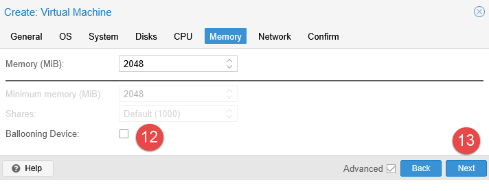 Image showing VM creation steps in Proxmox.