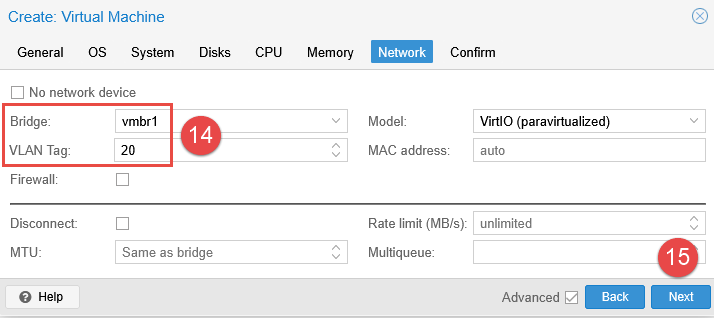 Image showing VM creation steps in Proxmox.