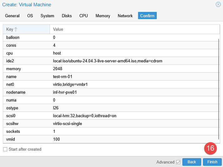 Image showing VM creation steps in Proxmox.