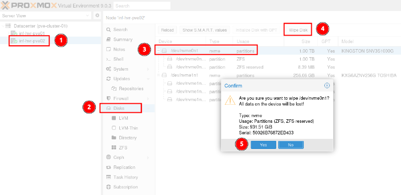 Remove old ZFS storage pool from a previous installation.