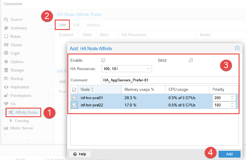 Image showing Proxmox VM failover configuration.