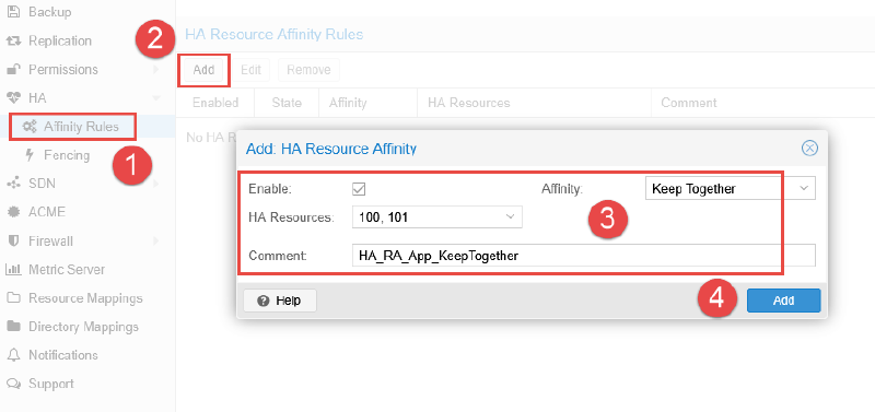 Image showing Proxmox VM failover configuration.