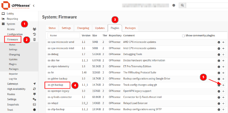Installing ‘os-git’backup’ plugin in OPNsense.