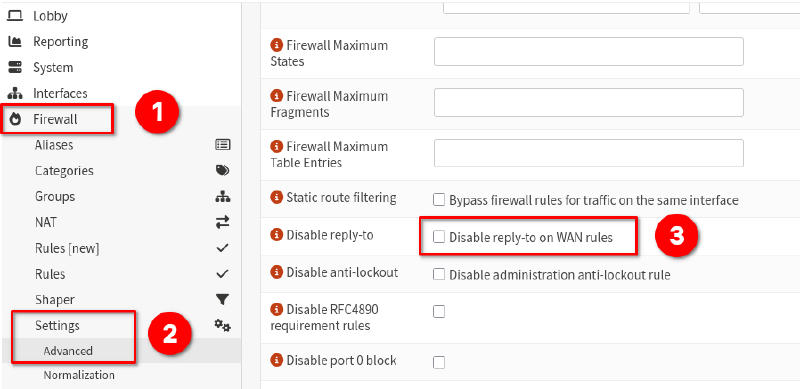 Image showing OPNsense disabling the disable reply-to setting.