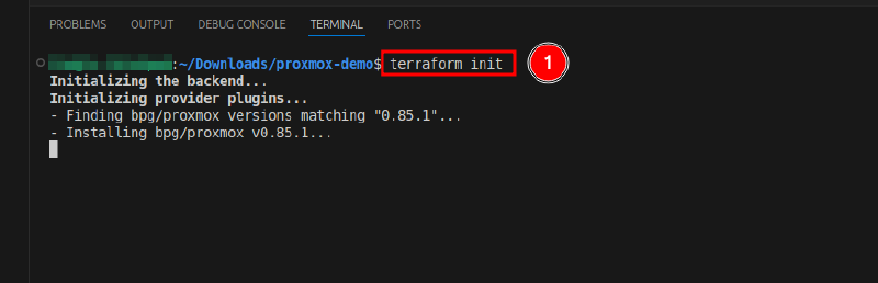 Initialize Terraform in current directory.