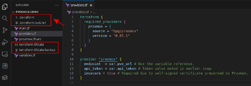 Files created during Terraform initialization.